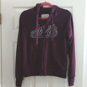 Aeropostale Zip Up Hoodie Size Medium Aero Purple Maroon Millennial Y2K Jacket